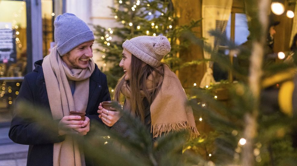 Couple enjoying the christmas feeling